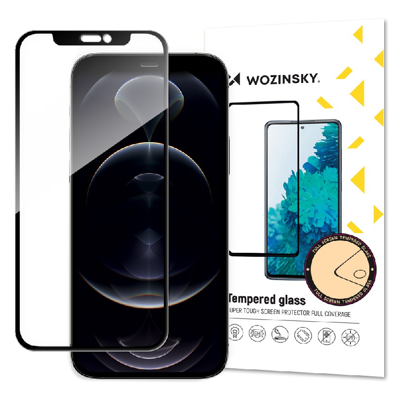 LCD apsauginis stikliukas "Wozinsky 5D Full Glue" Apple iPhone 13 / 13 Pro pritaikytas dėklui juodas