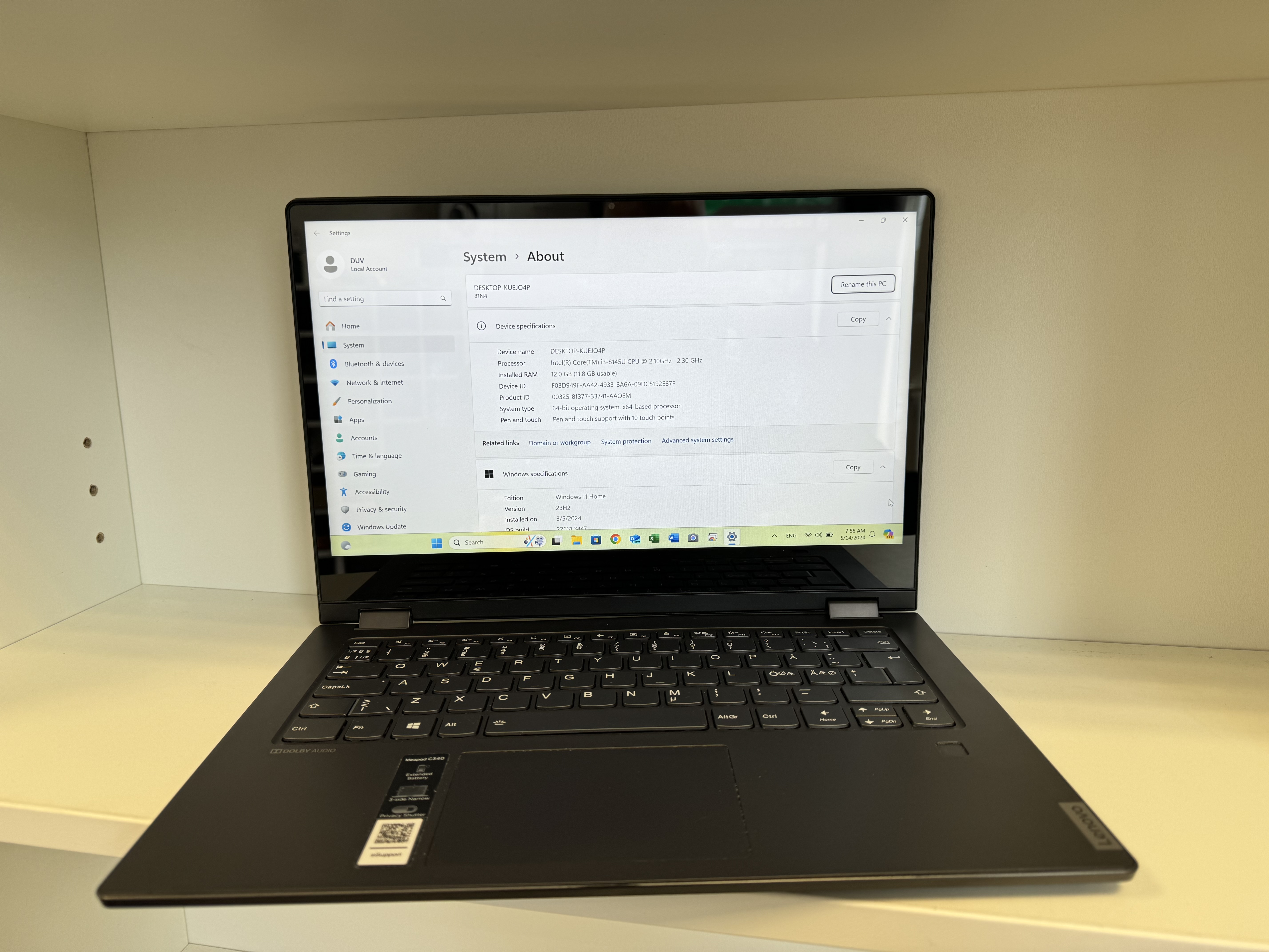 Lenovo "13 ideapad C340 i3-8145U 2.3GHz RAM12GB SSD256GB